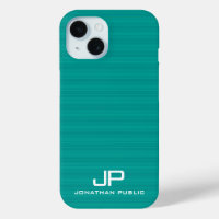 Modern Monogram Template Teal Blue Green Stripes