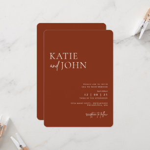 Modern Monogram Terracotta Boho Wedding Invitation