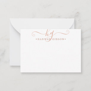 Modern Monogram Terracotta Script Initials Note Ca Card