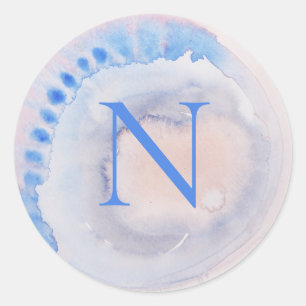Modern Monogram Tie Dye Classic Round Sticker