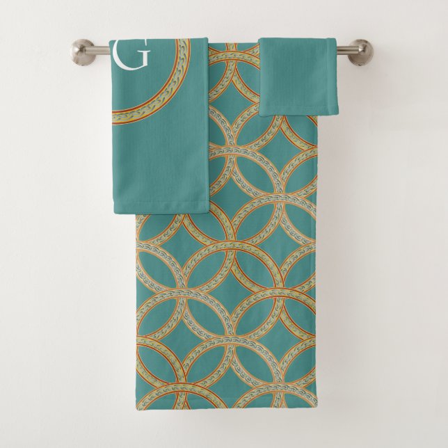 Modern Monogram Towel Set l Circle Pattern (Insitu)