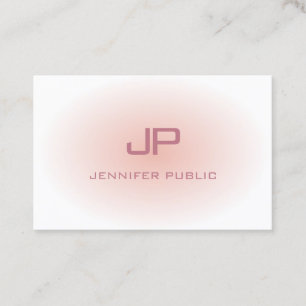 Modern Monogram Trendy Blush Pink White Template Business Card