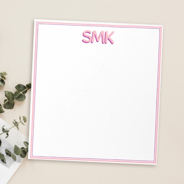 Modern Monogram Trendy Shadow Initials Stylish Notepad (Creator Uploaded)