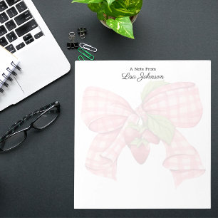 Modern Monogram Trendy Strawberry & Bow Notepad