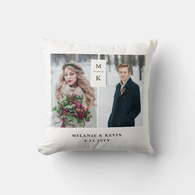 Modern Monogram | Two Photo Grid Cushion (Front)