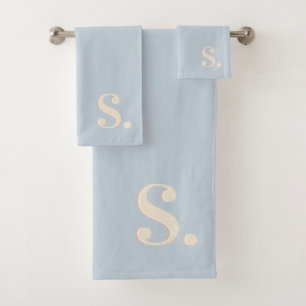Modern monogram typography blue  bath towel set