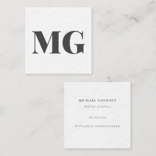 Modern Monogram Typography Dark Grey Square Business Card