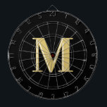 Modern monogram typography gold black dartboard<br><div class="desc">Modern monogram typography gold black</div>
