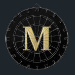 Modern monogram typography gold black dartboard<br><div class="desc">Modern monogram typography gold black</div>