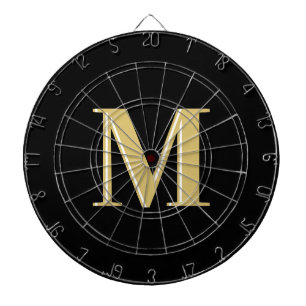Modern monogram typography gold black dartboard