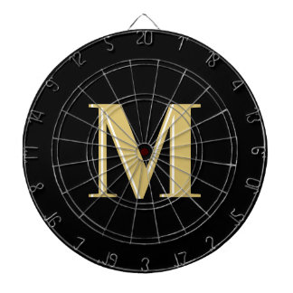 Modern monogram typography gold black dartboard