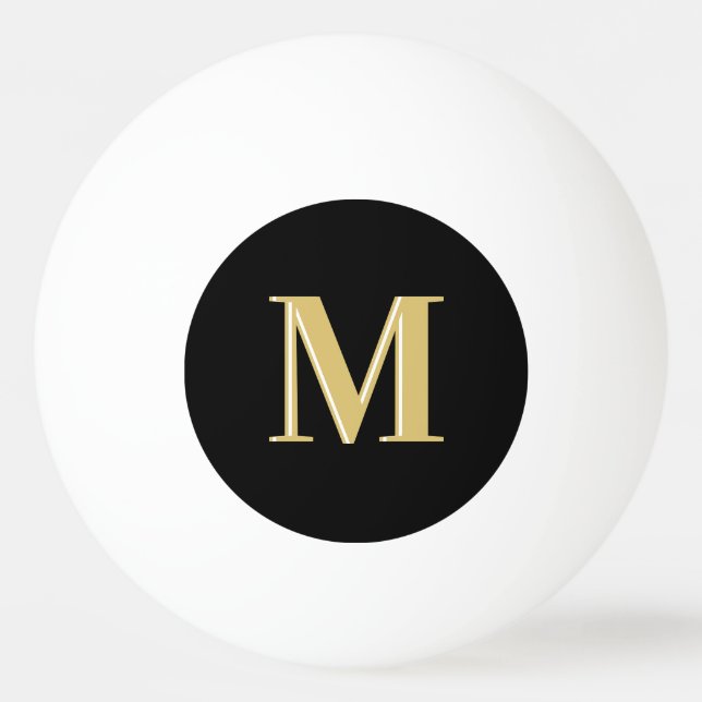 Modern monogram typography gold black  ping pong ball (Front)