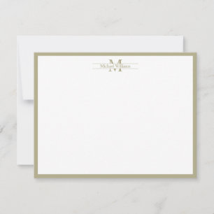 Modern Monogram Typography Sage Green Border Card