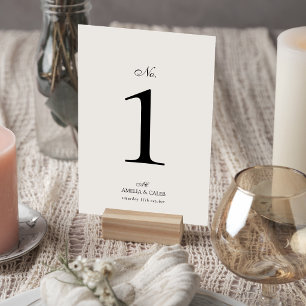 Modern Monogram Typography Script Wedding Table Number