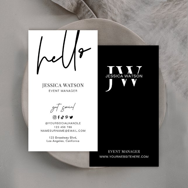 Modern Monogram Unique Professional Black & White Business Card (Creator Uploaded)