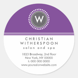 Modern Monogram Violet Aesthetic Classic Round Sticker