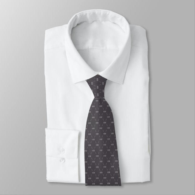 Modern Monogram w/ Designer Pattern Tie (Tied)