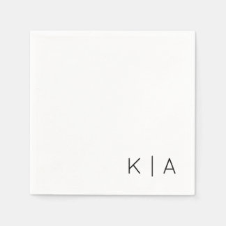 Modern Monogram Wedding Cocktail Napkin