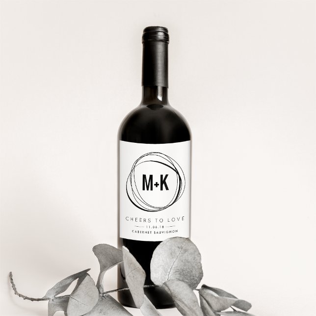Modern Monogram Wedding Favour Wine Labels (Creator Uploaded)