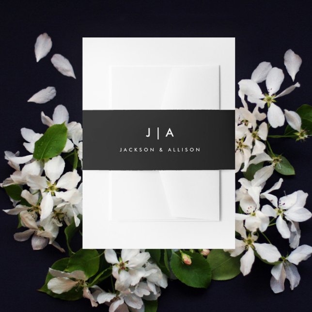 Modern Monogram Wedding Invitation Belly Band (Simple elegant modern wedding monogram invitation belly band.
)