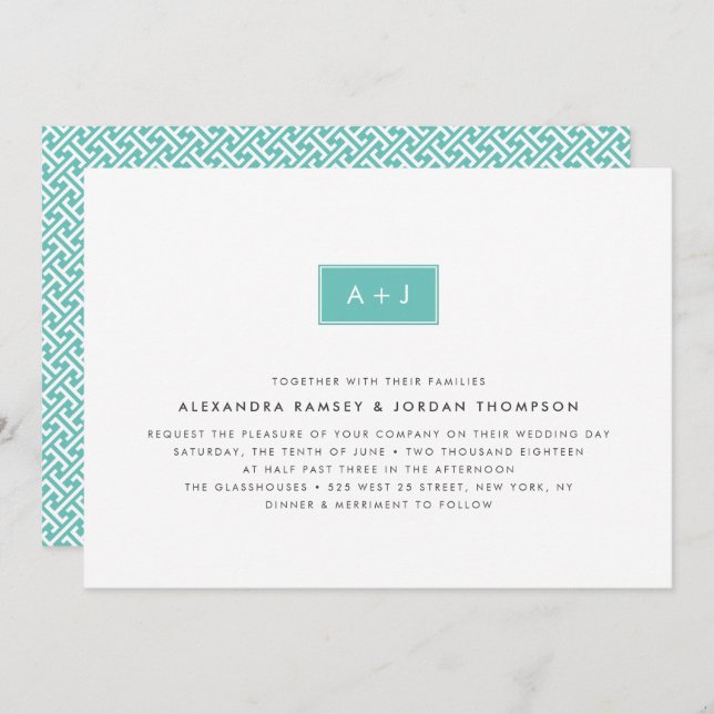 Modern Monogram Wedding Invitation | Pool (Front/Back)