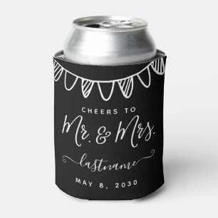  Modern Monogram Wedding Minimalist Classic Can Cooler
