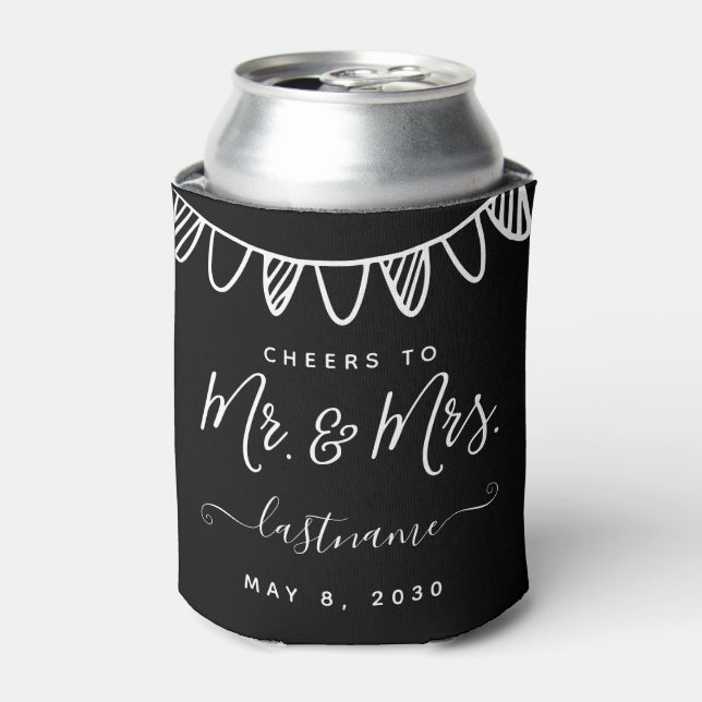  Modern Monogram Wedding Minimalist Classic Can Cooler (Can Front)