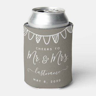 Modern Monogram Wedding Minimalist Classic Can Cooler