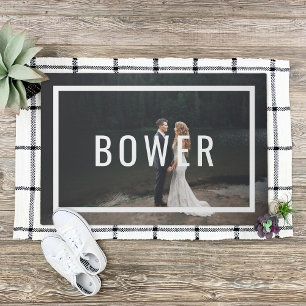 Modern Monogram Wedding Photo Doormat