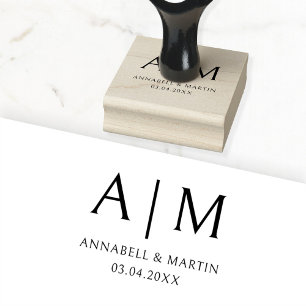 Modern, Monogram, Wedding Stamp