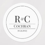 Modern Monogram Wedding Stickers<br><div class="desc">This simple and clean modern monogram wedding sticker design features two typographic initials,  last name and date for a minimalistic feel that can be easily personalised.</div>