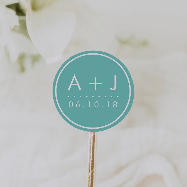 Modern Monogram Wedding Stickers | Pool (Creator Uploaded)