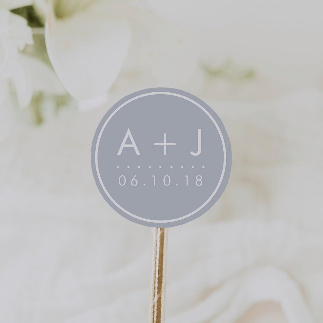 Modern Monogram Wedding Stickers | Slate (Creator Uploaded)