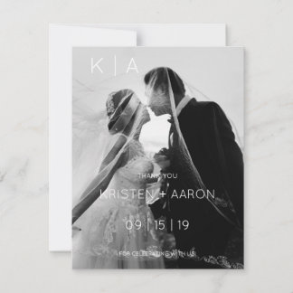 Modern Monogram Wedding Thank You Card