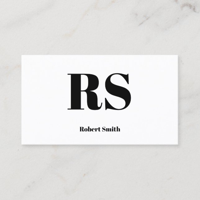 Modern Monogram White Business Card (Front)