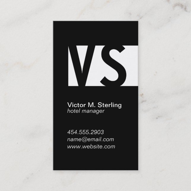 Modern Monogram (white) Business Card (Front)