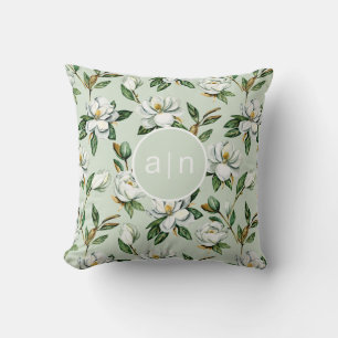 Modern Monogram White Magnolia Cushion