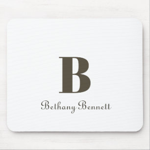 Modern Monogram White Mouse Mat