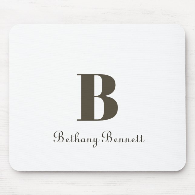 Modern Monogram White Mouse Mat (Front)