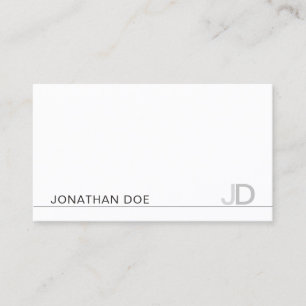 Modern Monogram White Plain Professional Elegant Business Card
