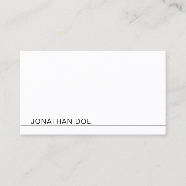 Modern Monogram White Plain Professional Elegant Business Card (Front)