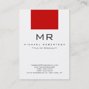 Modern Monogram White Red Clean Business Card