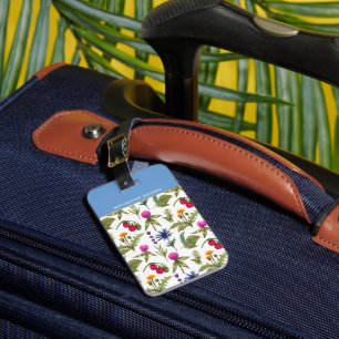 Modern Monogram Wildflower Pattern Stylish Luggage Tag