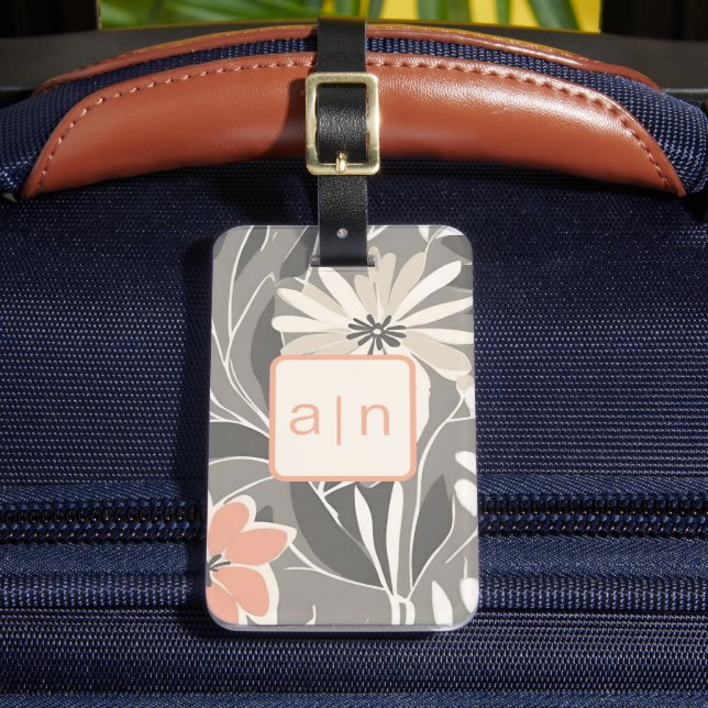 Modern Monogram Wildflowers Luggage Tag (Front Insitu 2)