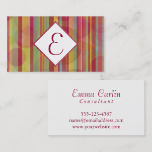 Modern Monogram with Colourful Stripes & Circles Business Card
