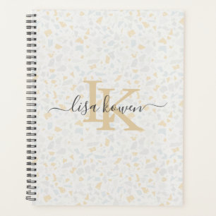 Modern Monogram With Luxury Script Type Terrazzo Planner
