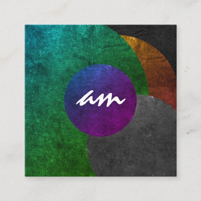 Modern Monogram with Texturised Colour Ways Square Business Card (Front)