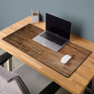 Modern Monogram Wood Initials Professional Desk Mat