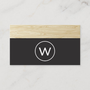 Modern Monogram Wood Trim Business Card