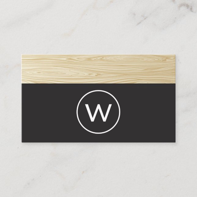 Modern Monogram | Wood Trim Business Card (Front)